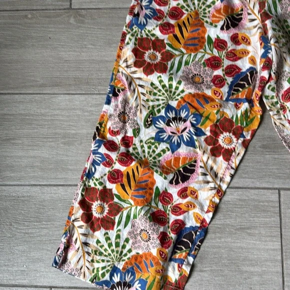C&C California Tropical Floral Print Linen Pants Size Large - Picture 3 of 7